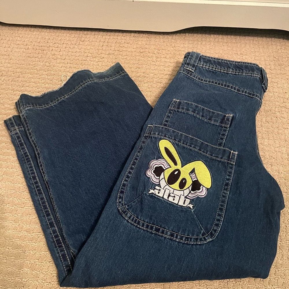 alab Blue Jeans with Yellow Graphic Patch